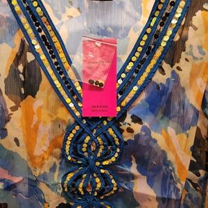 Vibrant Sequin Embellished Beach Cover Up